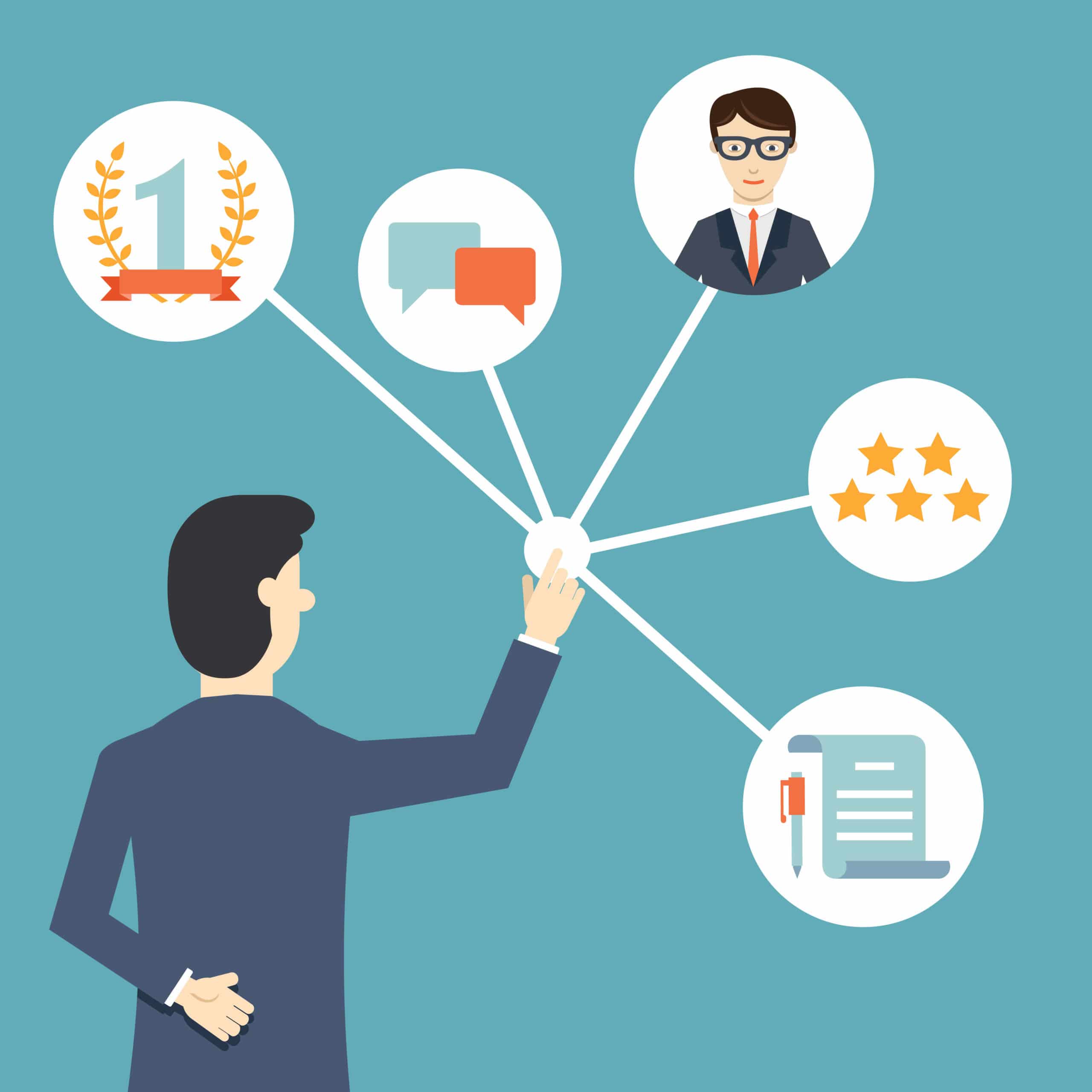 Ilustração representando a importância da gestão de relacionamento com os clientes para empresas que desejam bons resultados